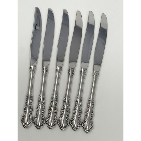 Oneida Shelley Cube USA Stainless Modern Hollow Dinner Knives 9 1/8” Set Of 6 - Picture 5 of 5